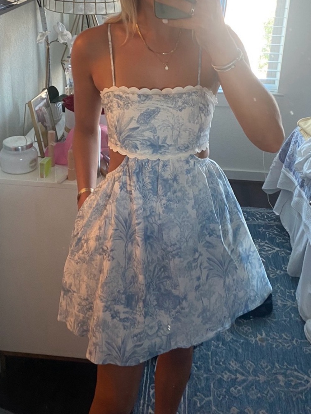 Willard Road Blue & White Floral Cutout Sundress